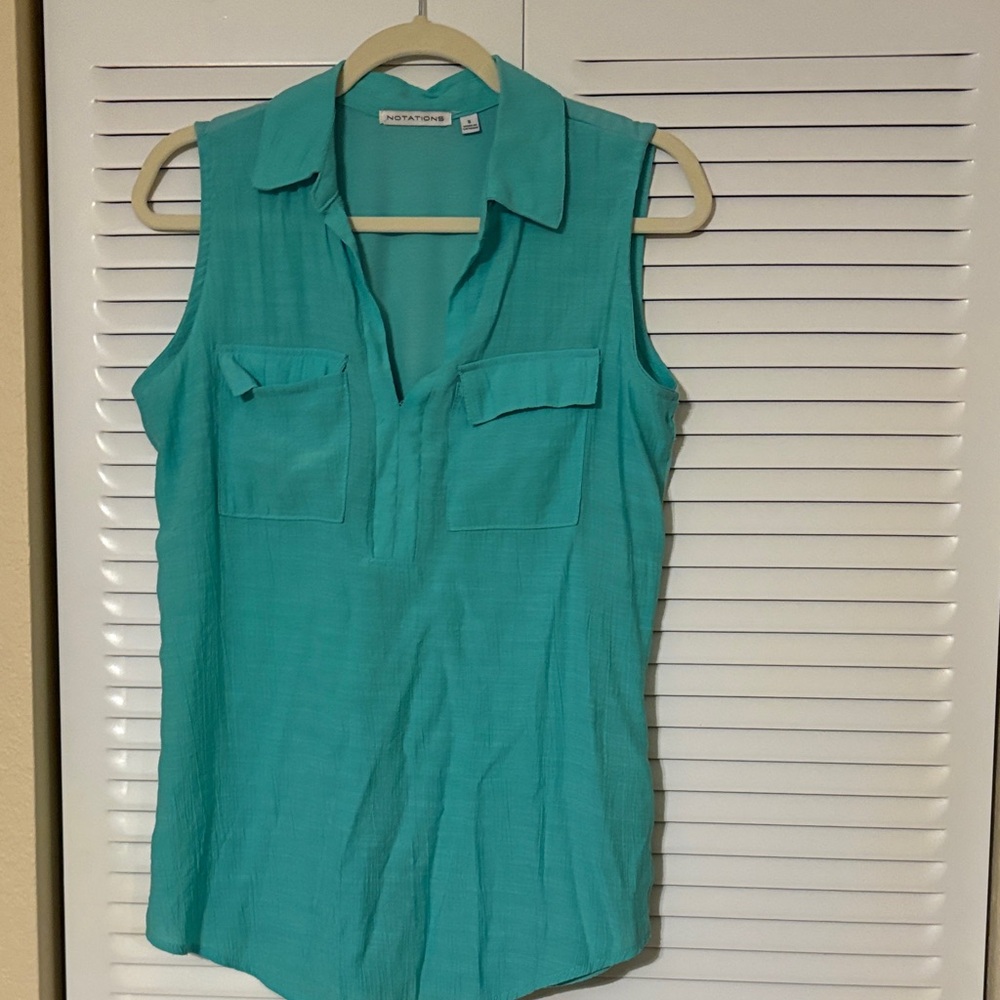 Notations Teal Sleeveless Blouse